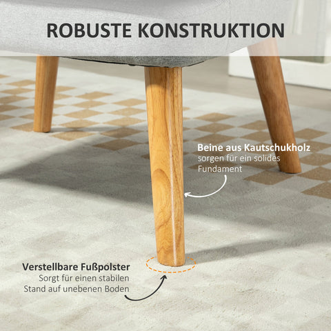 Rootz Linen Look Padded Lounge Chair - Armchair - Recliner Chair - Ultimate Comfort - 63cm x 69cm x 79.5cm