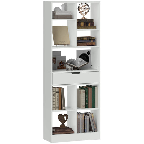 Rootz Multi-Purpose Bookcase - Shelf with Compartments - Storage Unit - Anti-Tilt Safety - 60 x 26 x 158 cm, White