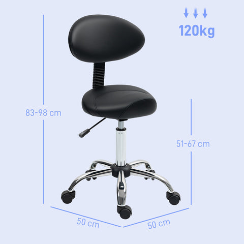 Rootz Roll Stool - Adjustable Height Chair - Spa Stool - Comfortable Foam Padding - 50cm x 50cm x 83-98cm
