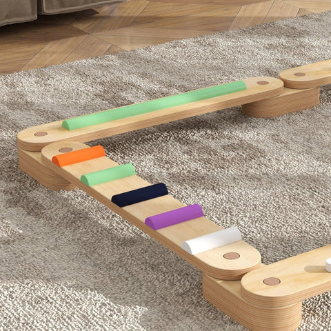 Rootz Kids Balance Beam Set - Wooden Balance Boards - Playful Balance Training - Enhances Coordination - 130cm x 115cm x 8.5cm