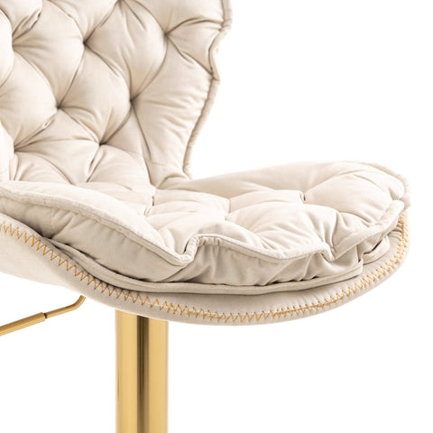 Rootz Swivel Bar Stools - Adjustable Bar Chairs - Velvet Counter Stools - Ergonomic Comfort - 55cm x 46cm x 92-112cm