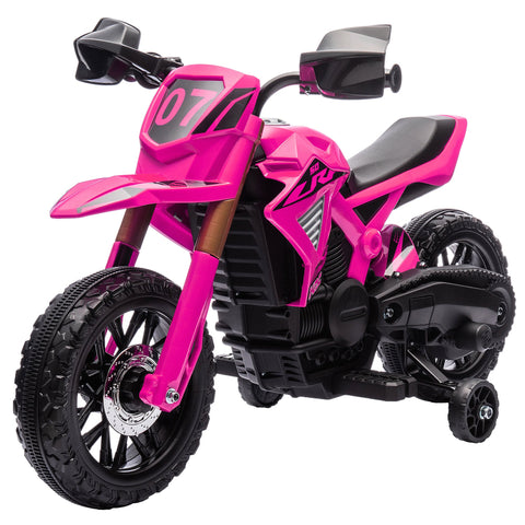 Rootz 12V Pink Electric Motorcycle for Children - Kids Ride-On - Children's Vehicle - Support Wheels - 105cm x 57cm x 62cm