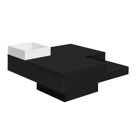 Rootz Coffee Table - Living Room Table - High Gloss - Removable Storage - LED Light Effect - 72cm x 72cm x 30cm