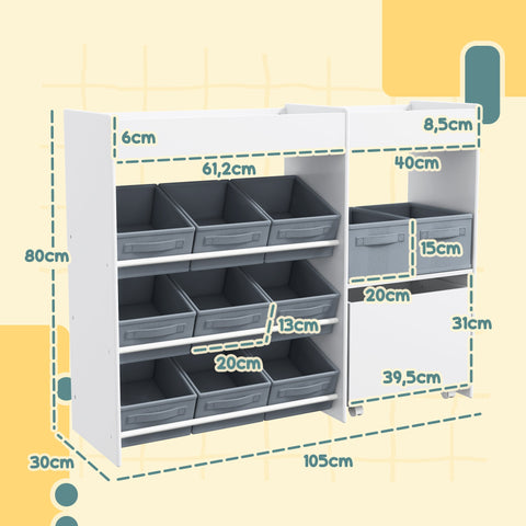 Rootz Kids Storage Rack - Toy Cabinet - Organizer Shelf - Promotes Tidiness - 105L x 30W x 80H cm