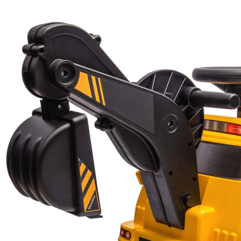 Rootz 3 In 1 Ride-on Excavator - Bulldozer - Road Roller - With Music - Anti-roll Device - Anti-tip Protection - For Ages 18-48 Months - Black + Yellow - 100L x 43W x 48.5H cm