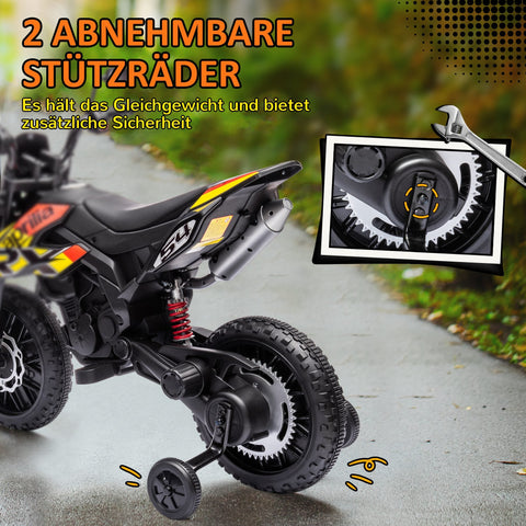 Rootz 12V Kids Motorcycle with Training Wheels - Electric Ride-On - Children Motorbike - Smooth Ride - 106.5cm x 56cm x 80cm