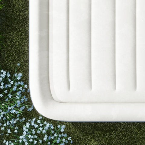 Rootz 2 Person Inflatable Camping Mattress - Air Bed - Blow-Up Mattress - Built-in Pump - Carry Bag - 203cm x 152cm x 46cm - Light Blue - Optimal Body Support - Quick Inflation - Compact and Portable