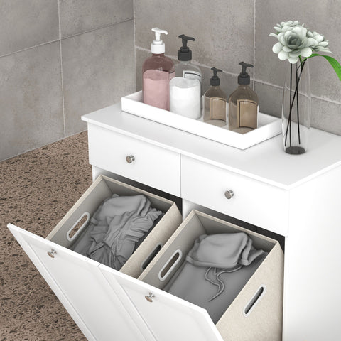 Rootz Bathroom Cabinet - Storage Furniture - Foldable Laundry Baskets - Optimal Organization - 78L x 40B x 90.5H cm