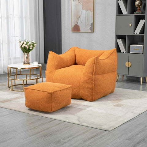 Rootz Bouclé Bean Bag Chair - Armchair - Soft Seating - Memory Foam Comfort - 91cm x 83cm x 66cm
