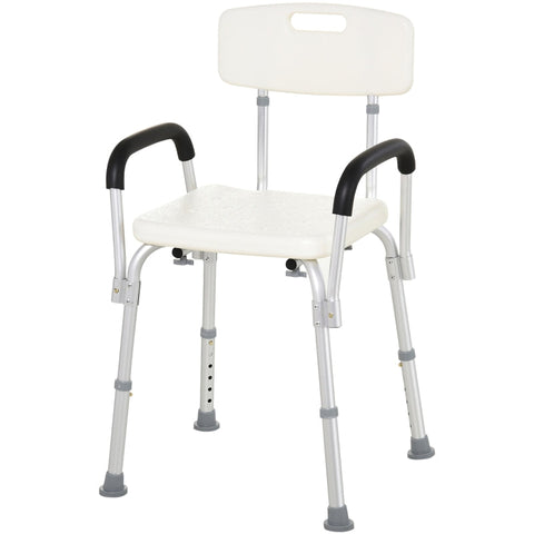 Rootz Shower Chair - Bath Stool - Shower Seat - Comfortable and Safe Sitting - Hygienic and Easy to Clean - Height Adjustable - 46.5cm x 54.2cm x 72.5-85cm