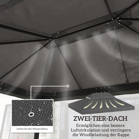 Rootz Gazebo Replacement Roof - Canopy Cover - Sunshade - UPF30+ Protection - 400cm x 300cm