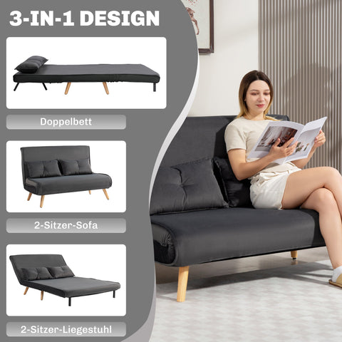 Rootz 2-Seater Sleep Sofa - Bed Sofa - Couch - Adjustable Backrest - Compact Design - 120cm x 75cm x 87cm