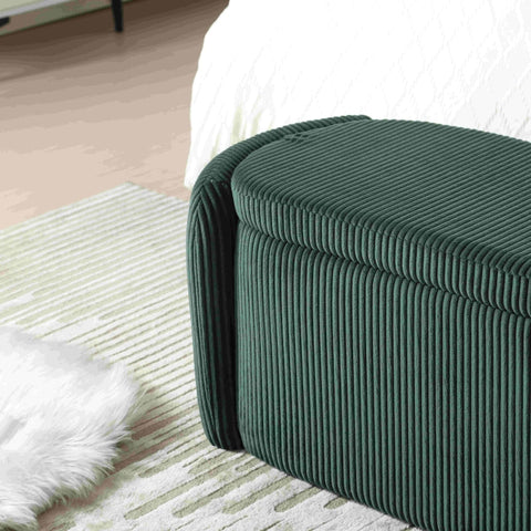 Rootz Storage Stool - Velvet Ottoman - Upholstered Bench - Spacious Storage - 112L x 41W x 42H cm