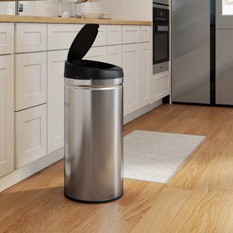 Rootz Sensor Waste Bucket - Touch-Free Trash Bin - Soft-Close Lid - Hygienic Kitchen Essential - 42L - Stainless Steel - 30.5cm x 30.68cm
