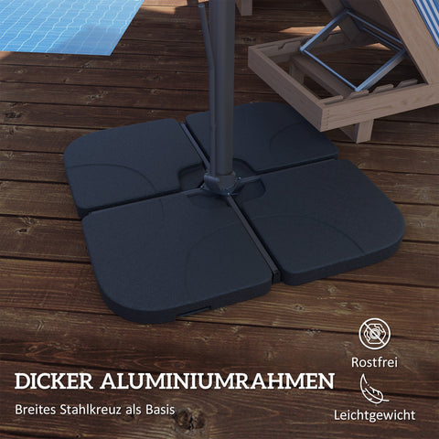 Rootz 360° Rotatable Parasol - Cantilever Umbrella - Patio Sunshade - Optimal Sun Protection - 365cm x 297cm x 256cm