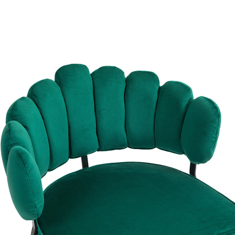 Rootz 2 Piece Set Velvet Dining Chairs - Round Backrest - Upholstered Chairs - Emerald - 58L x 56W x 78H cm - Durable Metal Legs