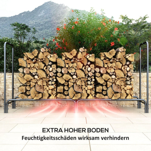 Rootz Firewood Stand - Log Holder - Firewood Rack - PE Cover - 200kg Load Capacity - 200cm x 36cm x 99cm