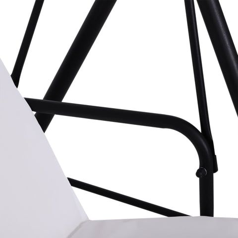 Rootz Garden 3 Person Swing - Outdoor Hammock - Porch Seat - Adjustable Roof - 1.72L x 1.10W x 1.53H m - Black/White Steel Polyester