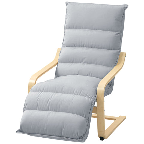 Rootz Lounge Armchair - Upholstered Armchair - Modern Seating - Adjustable Footrest - Birch Wood Frame - Grey - 67cm x 93-114cm x 105cm
