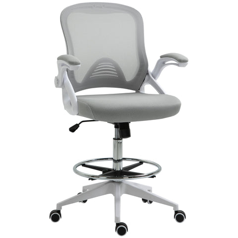 Rootz Office Chair - Ergonomic Seat - Desk Chair - Height-Adjustable Footrest - 64L x 60W x 106-126H cm - Gray and White