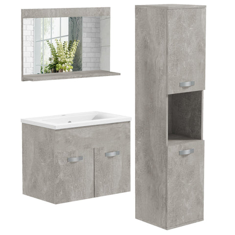 Rootz 3 Piece Bathroom Furniture Set - Vanity Set - Washroom Furniture - Space-Saving Design - 61cm x 40cm Sink Cabinet
