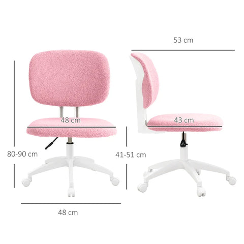 Rootz Office Chair - Computer Chair - Swivel Chair - Height Adjustable - Foam Padding - Pink - 48 cm x 53 cm x 80-90 cm