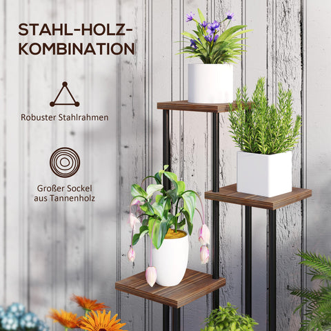 Rootz 5 Level Flower Stand - Plant Stand - Offset Design - Optimal Sunlight - 59l x 59b x 110h cm