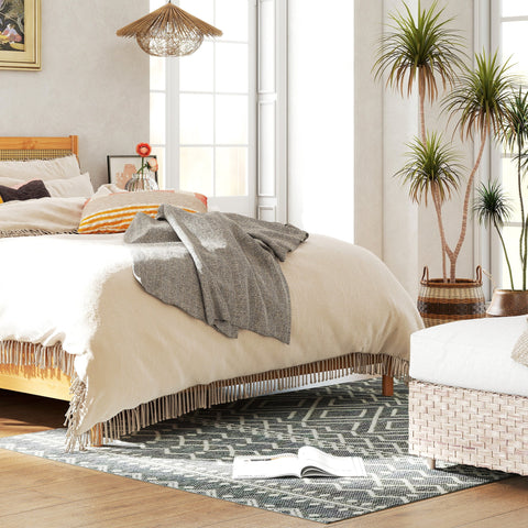 Rootz Indoor Outdoor Carpet - Boho Rug - Easy-Clean Carpet - Allergy-Friendly - 170cm x 120cm x 0.5cm - Grey