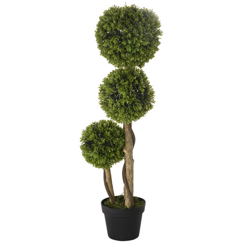 Rootz Artificial Boxwood Plant - Faux Shrub - Fake Topiary - Realistic Appearance - Zero Maintenance - Durable Plastic - 90cm Total Height - Ø18cm, Ø23cm, Ø27cm Bush Size - Ø17 x 13.5H cm Pot