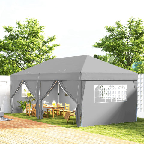 Rootz Garden Pavilion - Outdoor Folding Pavilion - Pop-Up Event Tent - UV Protection - 590cm x 295cm x 285cm - Grey