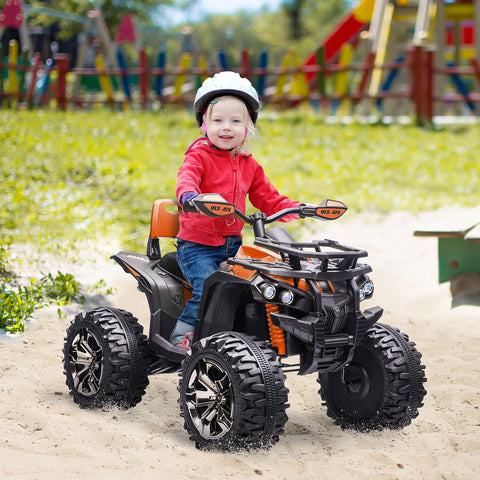 Rootz 12V Children's Quad Vehicle - Kids Electric Ride-On - Orange ATV - MP3 Player - Safe Adventures - 100cm x 65cm x 73cm