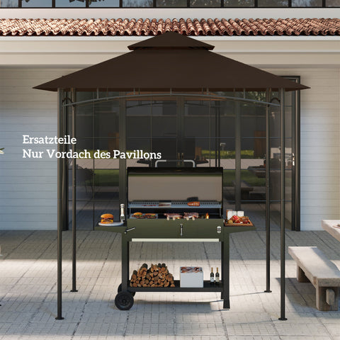 Rootz Garden Gazebo Replacement Tarpaulin - BBQ Gazebo Roof - Canopy Cover - UPF50+ Protection - 244cm x 152cm - Brown