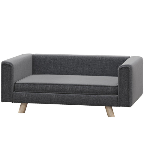 Rootz Pet Sofa - Dog Chair - Plush Lounger - Stylish Appearance - Comfortable Cushion - Wooden Legs - Gray - 86cm x 54.5cm x 34cm