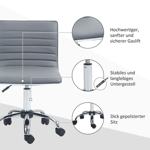 Rootz Height-adjustable Salon Chair - Swivel Chair - Office Chair - Maximum Comfort - 48 x 52 x 78-90 cm - Grey - Faux Leather