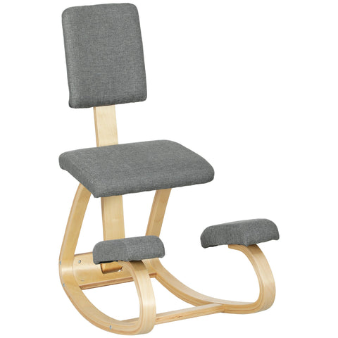 Rootz Knee Chair - Knee Stool - Ergonomic Health Chair - Alleviates Back Pain - Grey, Brown - 51cm x 84cm x 93cm