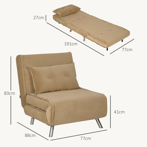 Rootz Reclining Chair - Lounge Chair - Single Bed - Adjustable Backrest - Velvet Fabric - 77cm x 88cm x 83cm