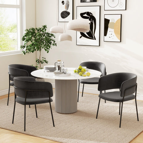 Rootz Dining Chair Set - Kitchen Chairs - Velvet Upholstery - Padded Seats - Steel Frame - 57cm x 53cm x 73cm
