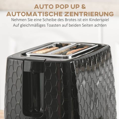 Rootz Kettle and Toaster Set - Quick Boil - Even Browning - LED Display - Black - 1.7L Capacity - 27.4x17.7x18.8cm