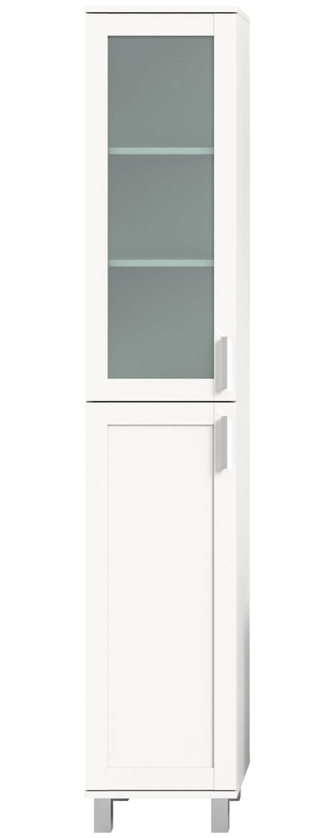 Rootz Tall Bathroom Cabinet - White - Glossy White - Storage Unit - Timeless Design - 35cm x 189cm x 35cm