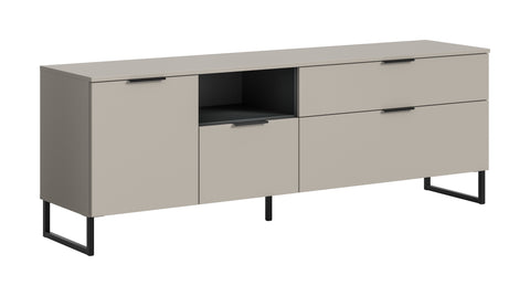Rootz TV Lowboard - Media Unit - Entertainment Console - Ample Storage - 64cm x 185cm x 41cm in Cashmere Imitation & Black