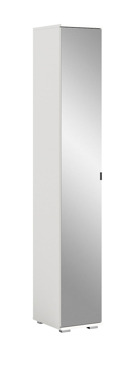 Rootz White Mirror Cabinet - Wardrobe - High-Gloss Body - Modern Design - 30cm x 191cm x 37cm