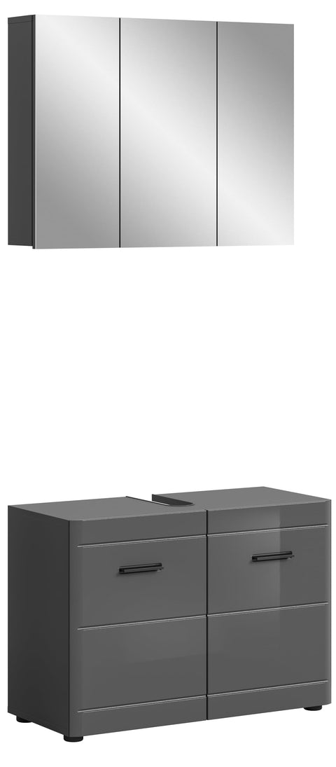 Rootz 2-Piece Gray MDF Bathroom Combination - Vanity Set - Storage Solution - High Quality - 80cm x 190cm x 34cm