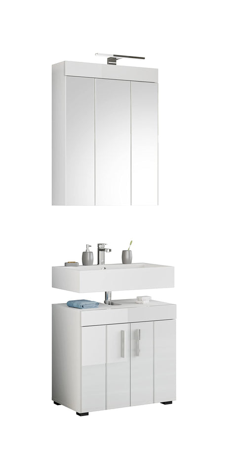 Rootz Snow 2 Piece Bathroom Furniture Set - Wood Material - White - Timeless Design - 35cm x 60cm - FSC Certified