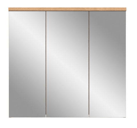 Rootz Grado Mirror Cabinet - Bathroom Furniture - Mirror Doors - 6 Shelves - Timeless Design - Wood Material - Nox Oak/Grey Matt - Approx. 80x75x20 cm