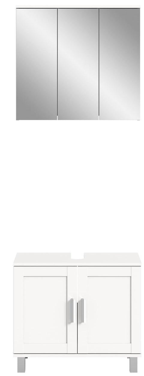 Rootz 2 Piece White Bathroom Furniture Set - Vanity - Sink Base Cabinet - Timeless Design - Modular - Sustainable - Approx. 65x188x35 cm