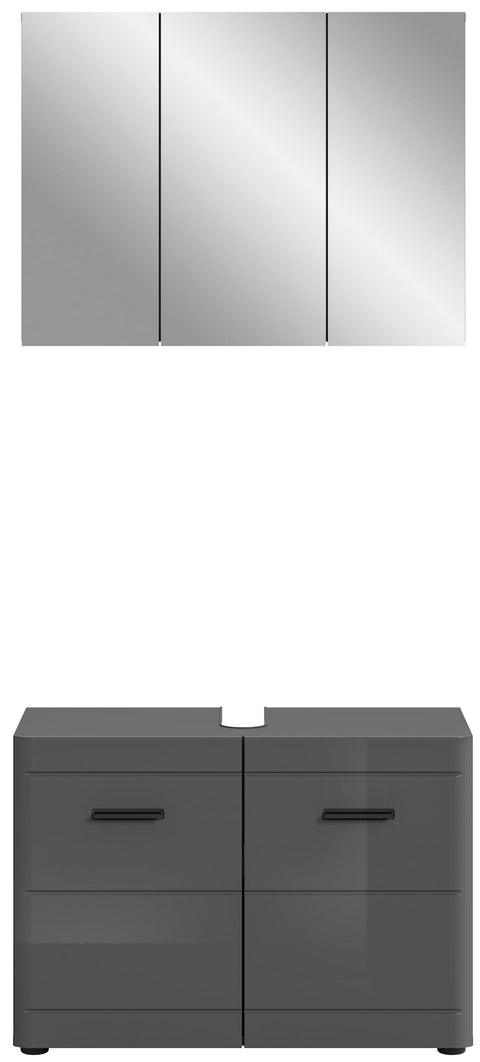 Rootz 2-Piece Gray MDF Bathroom Combination - Vanity Set - Storage Solution - High Quality - 80cm x 190cm x 34cm