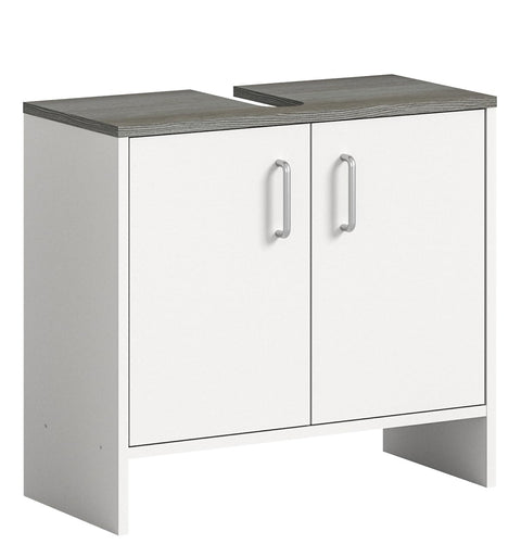 Rootz Los Angeles Washbasin Cabinet - White Bathroom Furniture - Wooden Material - Space Saving - Approx. 60x55x28 cm