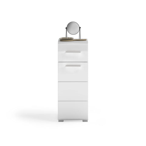Rootz Wood Bathroom Cabinet - Floor Standing Cabinet - White High Gloss - Space Optimization - 30cm x 79cm x 31cm