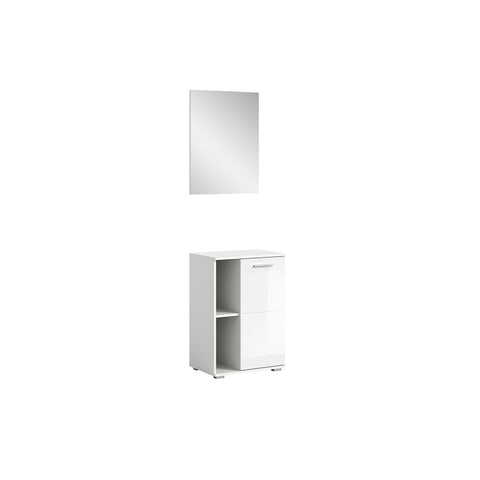Rootz Combinable Wardrobe Furniture Set - White Wardrobe - Shoe Rack - Small Mirror - Timeless Design - 55cm x 191cm x 37cm