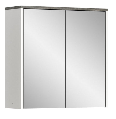 Rootz Los Angeles Bathroom Mirror Cabinet - Vanity Unit - Wooden White - Approx. 60x60x21 cm - 2 Mirror Doors - FSC Certified